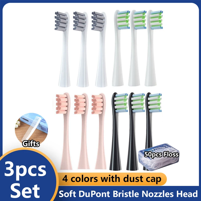 

3pcs Replacement Brush Heads for Oclean X/ X PRO/ Z1/ F1 Sonic Electric Toothbrush Head Soft Bristle Nozzles Head with Gift