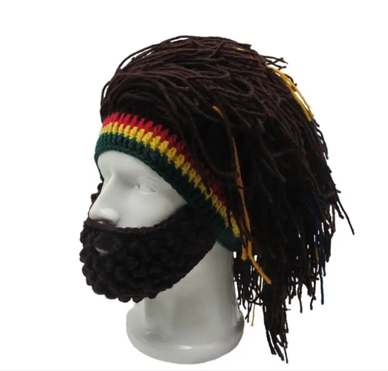 

Jamaica Dreadlocks Hat Cotton Thread Cap Beard Funy Men Cosplay Party Crochet