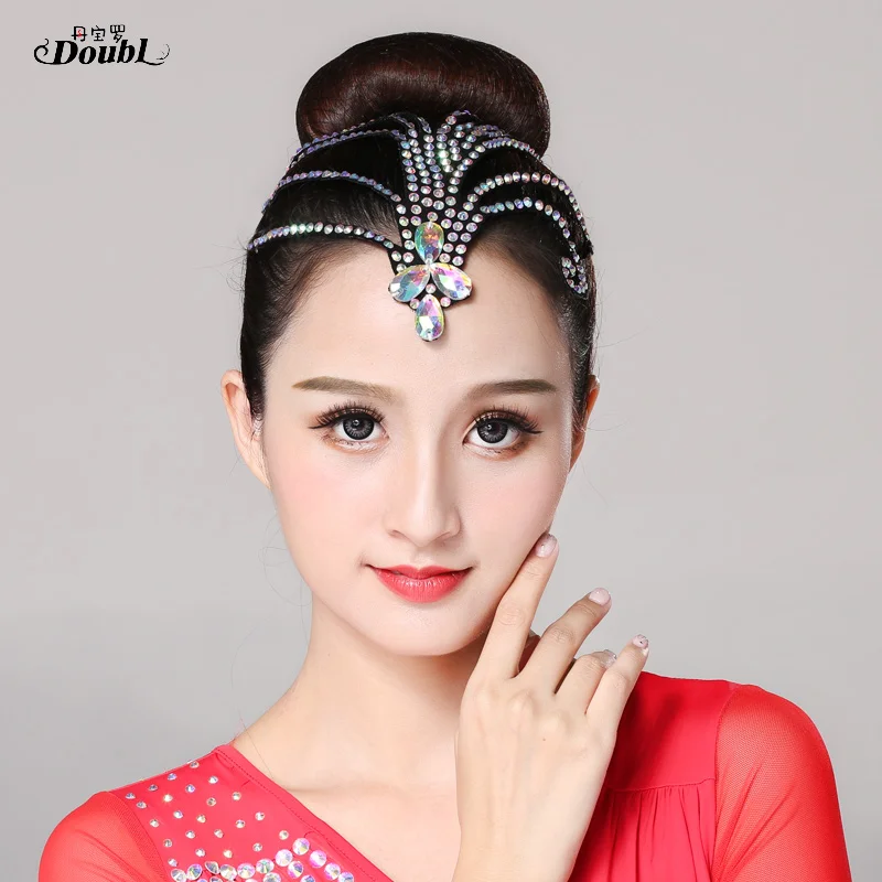 

Burning Man Festival Halloween Accessories Girls Stage Show Headwear Women's Dance Shiny Female Competition Crystal Rhinestone