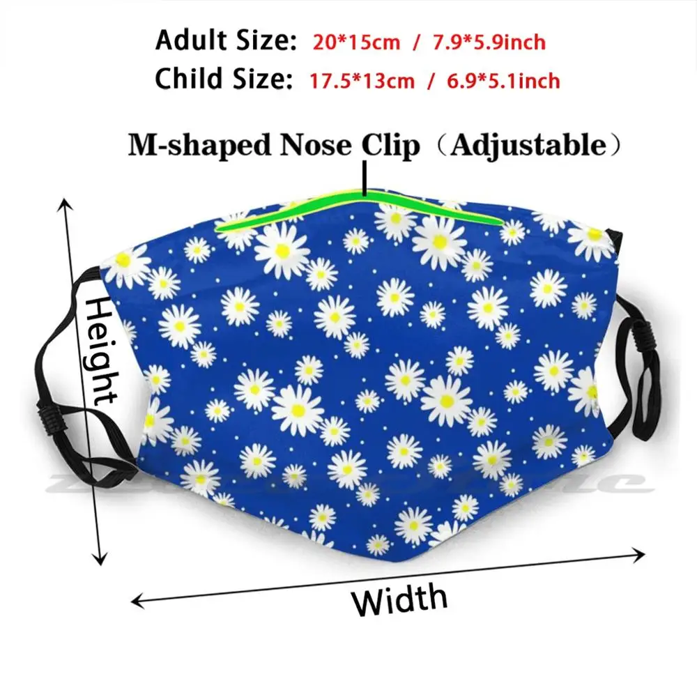 Daisy Flowers Design Mask Cloth Washable DIY Filter Pm2.5 Adult Kids Marguerite Paquerette Daisy Flowers Fleurs Design Daisy