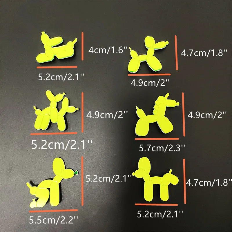 KUGUYS New 6 Variety Cute Fashion Neon Green Mirror Brooch for Women Men Acrylic Animal Birthday Party Gift Jewelry Accessories