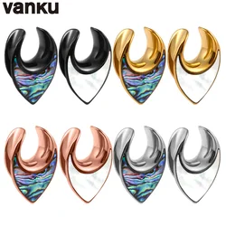 Vanku 2PCS Water Drop Saddles Weights Shell Ear Piercing Tunnels Expanders Body Jewelry Earring Plugs Gauges Stretchers