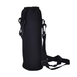 1000ML Black Shoulder Strap Water Bottle Cover Bag Pouch Strap Neoprene Water Bottle Carrier Insulated Bag Pouch Holder