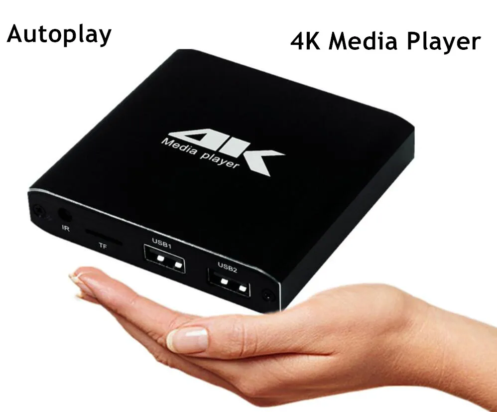 Portable Mini 4K HD Media Player With USB Micro SD TF Card Ports Autoplay PPT Music Video MP4 Player 5TB HDD Realplayer TV Box