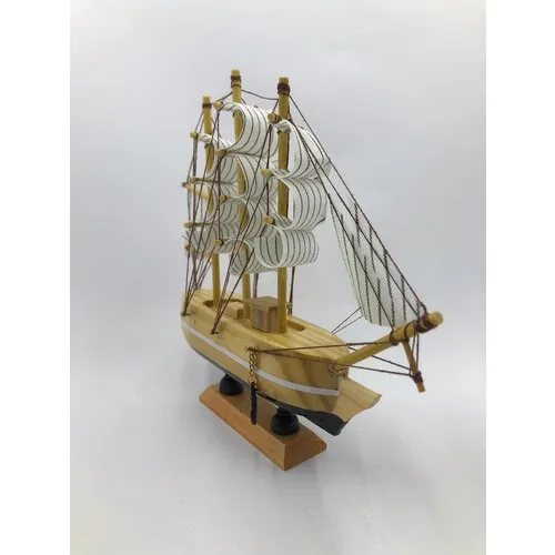 Çiko Toys Sailboat Wooden Ship Scale Model Small Size 17x17 cm