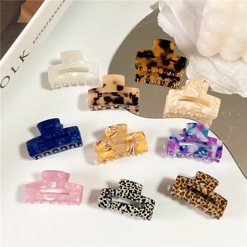 New Ins Acetate Mini Hair Claw Clip Hair Accessories Checkered Plaid Grid Geometric Clawclip Small Size Hair Clamps Grab Women