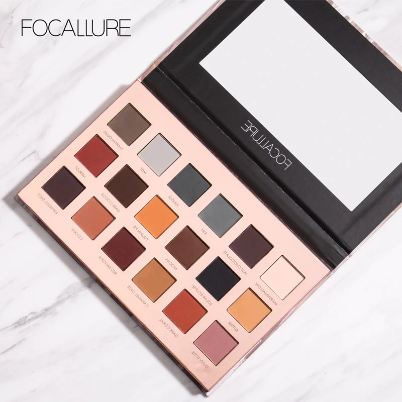 FOCALLURE 18 Farben Lidschatten Palette Matte Glitter Schimmer Metallic Leucht Satin Nude Natürliche Lidschatten Make-Up Palette