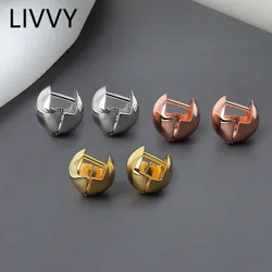 LIVVY Minimalist  Silver Color Charm Earrings for Women Couples Trendy Elegant Small Ball Ear Jewelry Party Gifts Trend