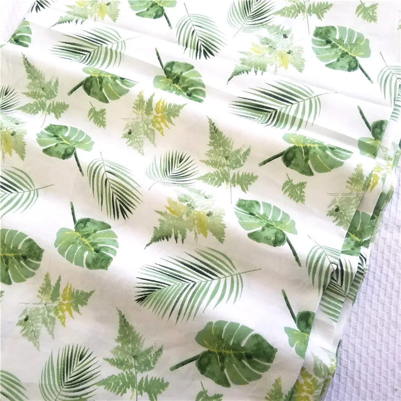 50*160CM Banana Leaf Printed Cotton Fabric Tablecloth Leaves Vine Fabric Home Pajamas Cotton Clothes Cotton Twill Surface