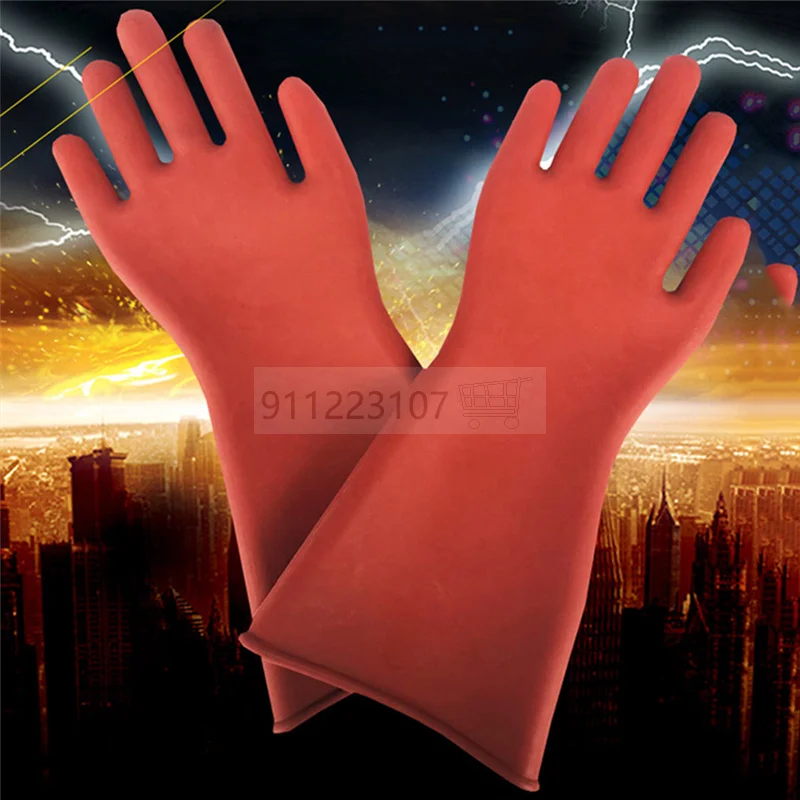 Free Shipping 1 Pair 12kv Rubber Electrician Safety Glove Anti-electricity Protect High Voltage Electrical Insulating Gloves