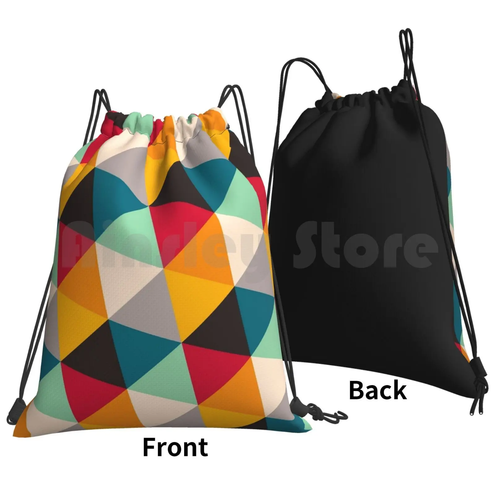 Multicolor Backpack Drawstring Bag Riding Climbing Gym Bag Colorful Pattern Geometric Geo Pattern Geopattern