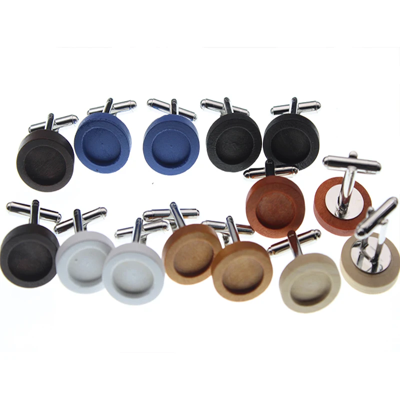 10pcs Wood Blanks Round Cufflinks Cabochon Cameo Base Setting Fits 12mm Glass Cabochon for DIY Jewelry Making Findings