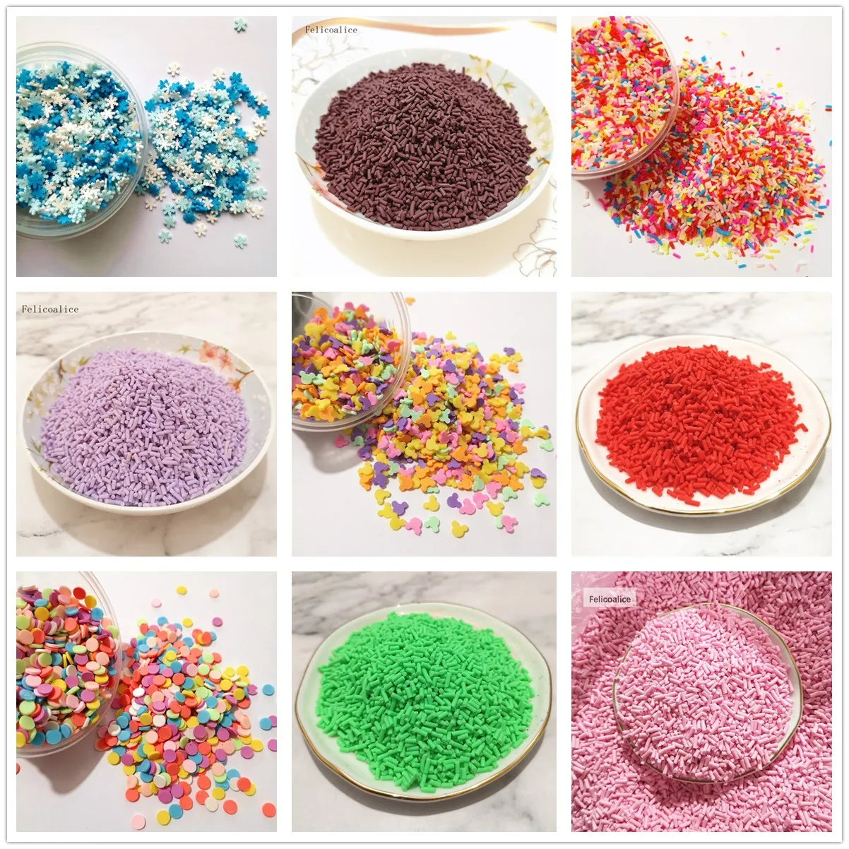 20g Cute Fake Colorful Heart Five Star Bow Candy Sprinkles Slices for Crafts Making DIY Cake Dessert Decoration 5mm