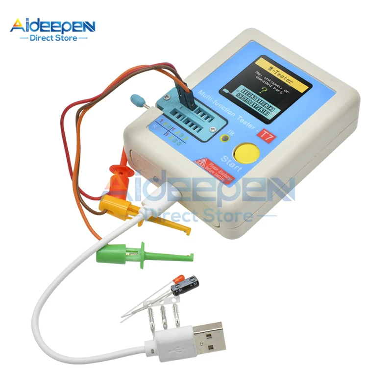 LCR-T7 T7 Transistor Tester TFT Diode Triode Capacitance Meter LCR ESR Meter NPN PNP MOSFET IR Multifunction Tester Multimeter