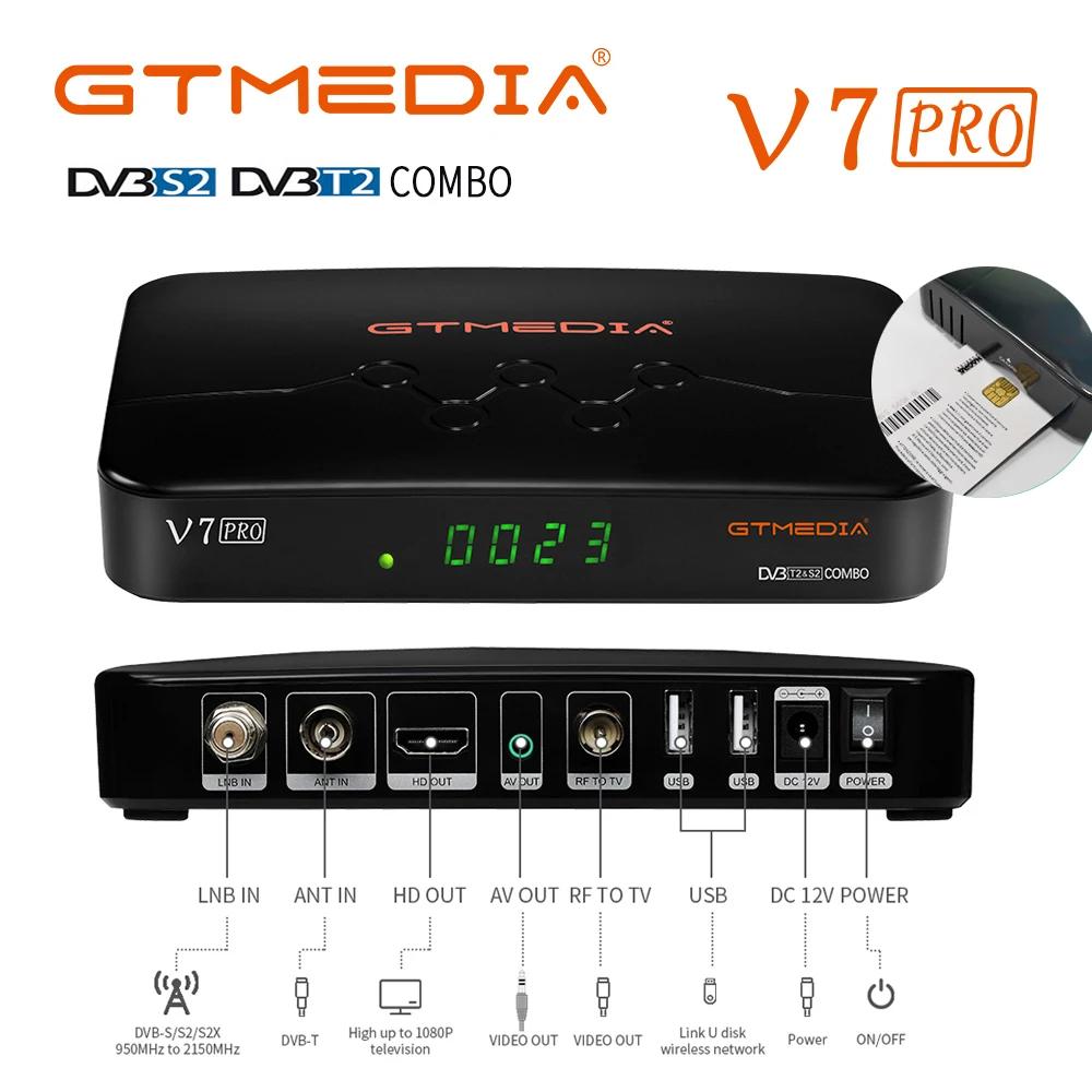 GTMEDIA V7 Pro Satellite TV Receiver Combo DVB S/S2/S2X/T/T2 Combo H.265 HEVC 10bit USB WiFi Tivusat CA Card Slot TV BOX