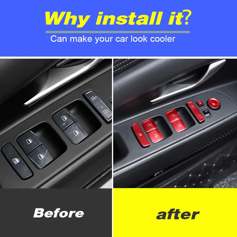 Vtear Car Interior Button Trim Cover Glass Lift Button Sticker Headlight Button Sticker Set Accessories For Hyundai Elantra 2021