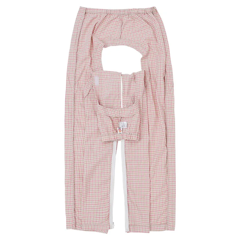 Quality Thin Cotton Patient Gown Full Open Crotch Pants with Plaster Stent for Spring Summer Home Care Nursing Convenience