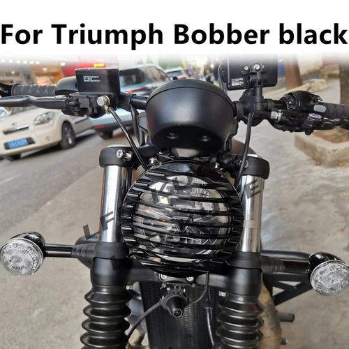 Imagen 1 del producto Cubierta negra de parrilla de faro de corte superficial para Triumph Bobber modelo negro 2017-2025