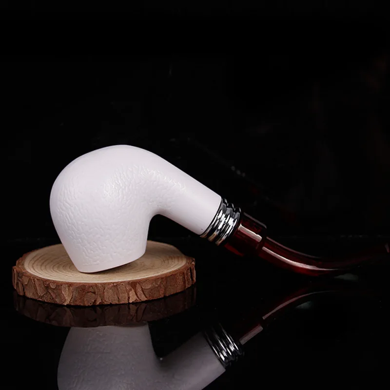Resin Pipes Chimney Double Filter Wood Smoking Pipe Herb Tobacco Pipe Cigar Grinder Smoke