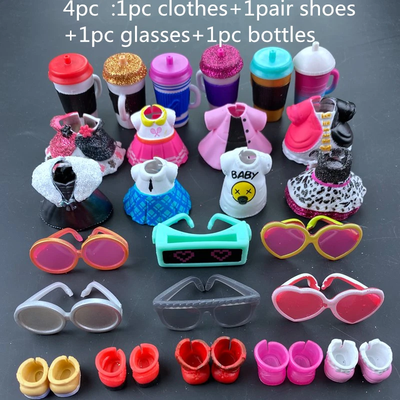 4pc origina doll clothes, bottles, shoes, glasses accessories for lols doll accessories hot sale