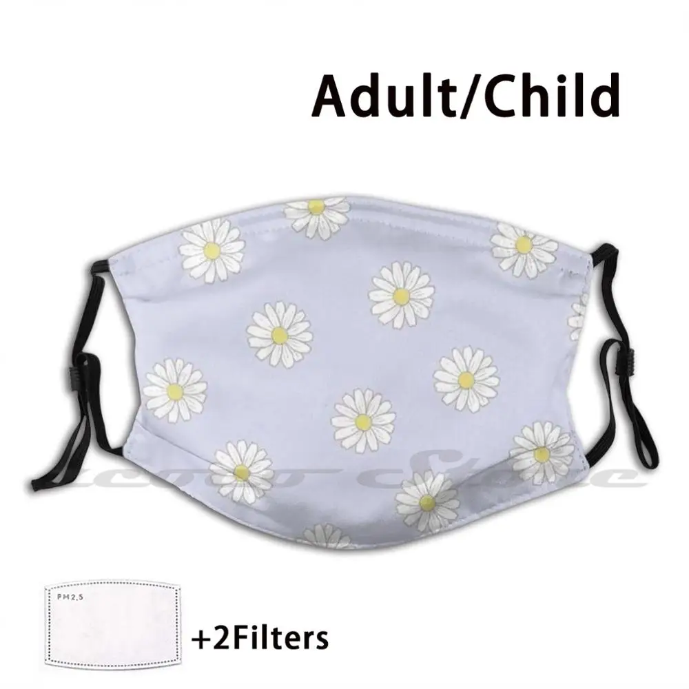 Pastel Daisies Custom Pattern Washable Filter Pm2.5 Adult Kids Mask Daisies Pastel Purple Lavender Flowers Daisy Floral Garden