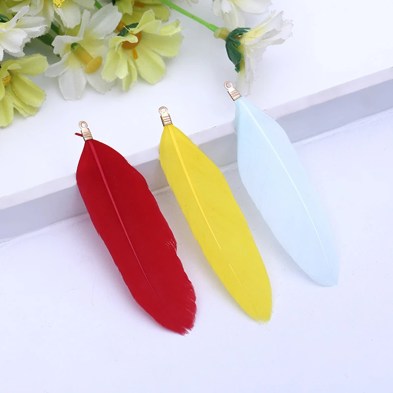 Natural Goose Feather Charms Pendant Earring Charms 70-90mm Plumes DIY Necklace Bracelet Jewelry Making Party Stage Decor 10pcs