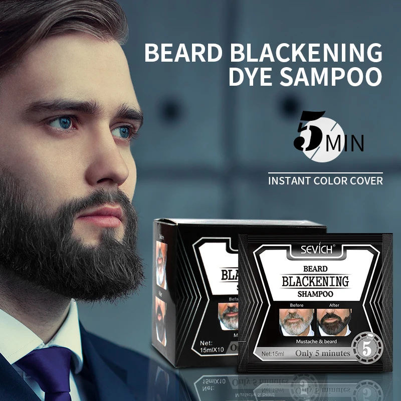 

Sevich Long Lasting Beard Dye Shampoo For Men Beard Dying Removal White Grey Beard Hair Men Black Beard Care Tint Cream Shampoo