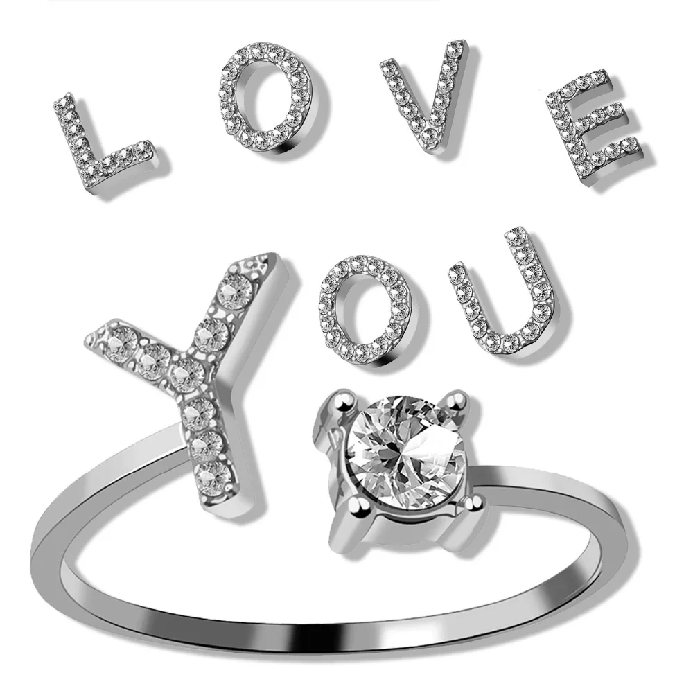 Modischer Initialen-Ring A-Z für Damen, Klassischer Gold- oder Silberfarbener Offener Fingerring für Partys, Schmuckgeschenk, Großhandel – Detail 6