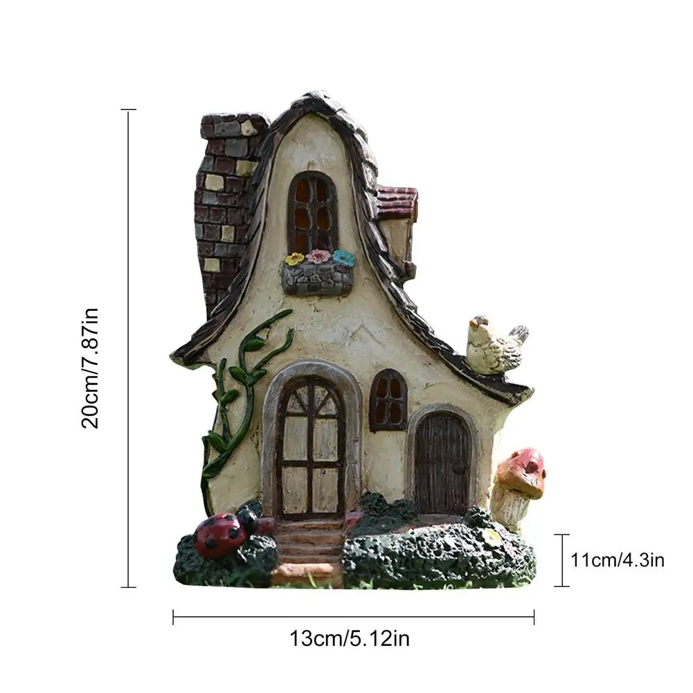 Fairy House Large Rustic Miniature Garden Villa Cottage Resin Fairy Garden Decor Miniature Woodlands Gnome Hut House Dwellings