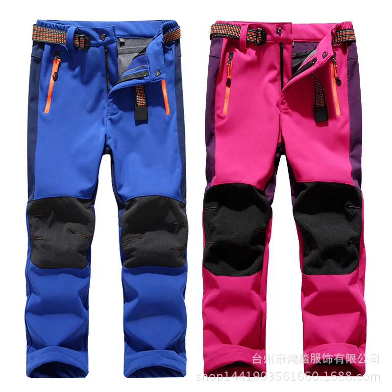 2023 New Windproof Waterproof Children Outdoor Kids Pants Boys Girls Soft Shell Pants Warm Teensclimbing Pants Sweatpants Enfant