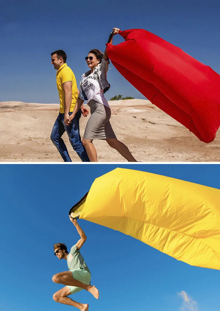 Outdoor Lazy Inflatable Sofa Air Mattress Folding Single Portable Camping Beach Bean Belt Sofa