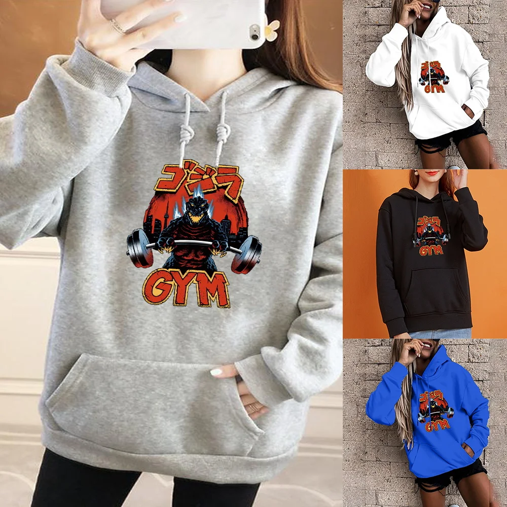 

Women's Fashion Hoodie Sports Pullover Harajuku Long Sleeve Oversized Pocket Top Ladies Funny Cartoon Print Sweatshirt