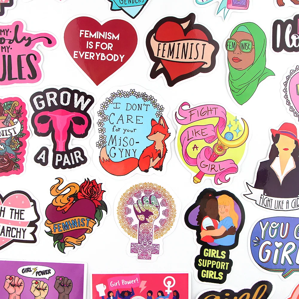 35pcs Women Theme Graffiti Feminist Sticker for Phone Scrapbooking Diary Album Decorative Stationery Sticker Decals Girl Gift