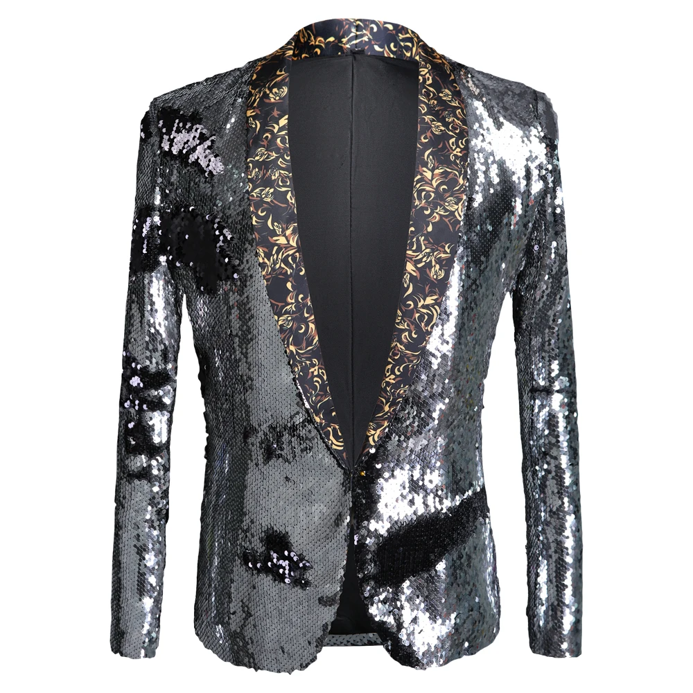 Mens Shining Plus Size Handmake Black Blazer DJ Singers Nightclub Costume Stylish Suit Jacket Stage men\'s suits sequined jacket