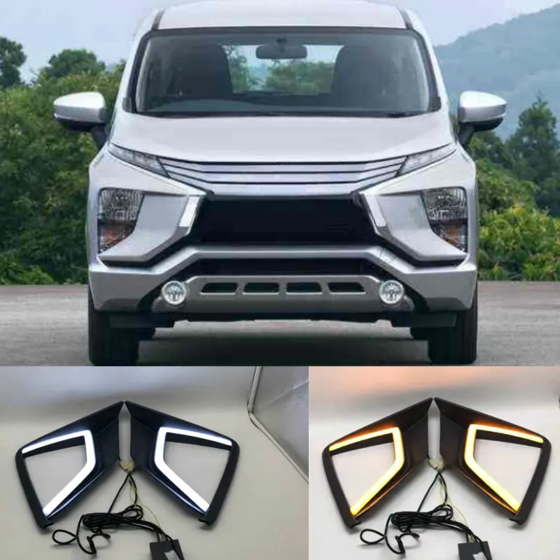 

2Pcs LED Daytime Running Light For Mitsubishi Xpander 2017 2018 2019 Car DRL fog lamp With Yellow Turn Signal