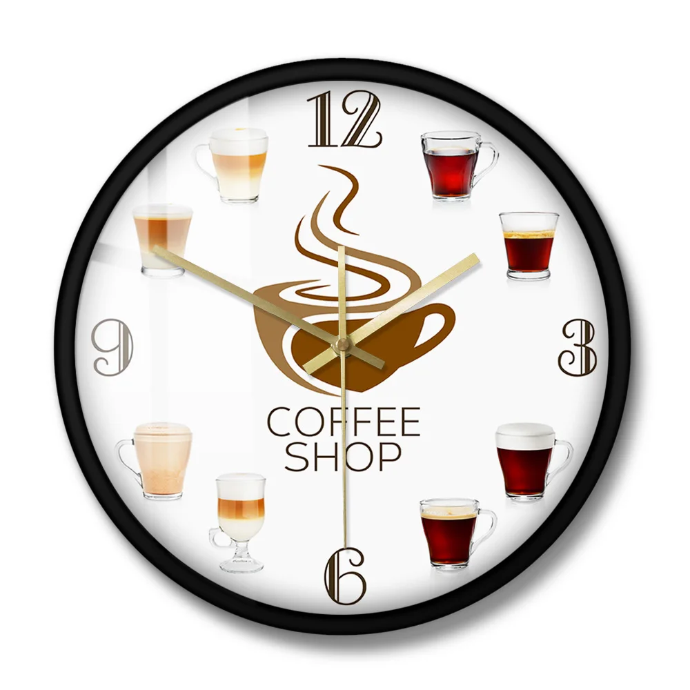 Types of Espresso's Cup Coffee Shop Kitchen Wall Clock Coffee Wall Sign for Bars Restaurants Cafes Pubs Coffee Lover Home Decor