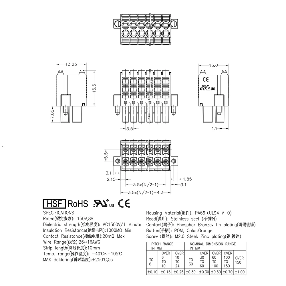 10Pcs 3.5mm 15EDGKNHM KF2EDGKSM DFMC 1,5/ 4-STF-3,5  FEMALE PCB CONNECTOR PLUGGABLE PLUG-IN TEMINAL BLOCKS PHOENIX CONTACT