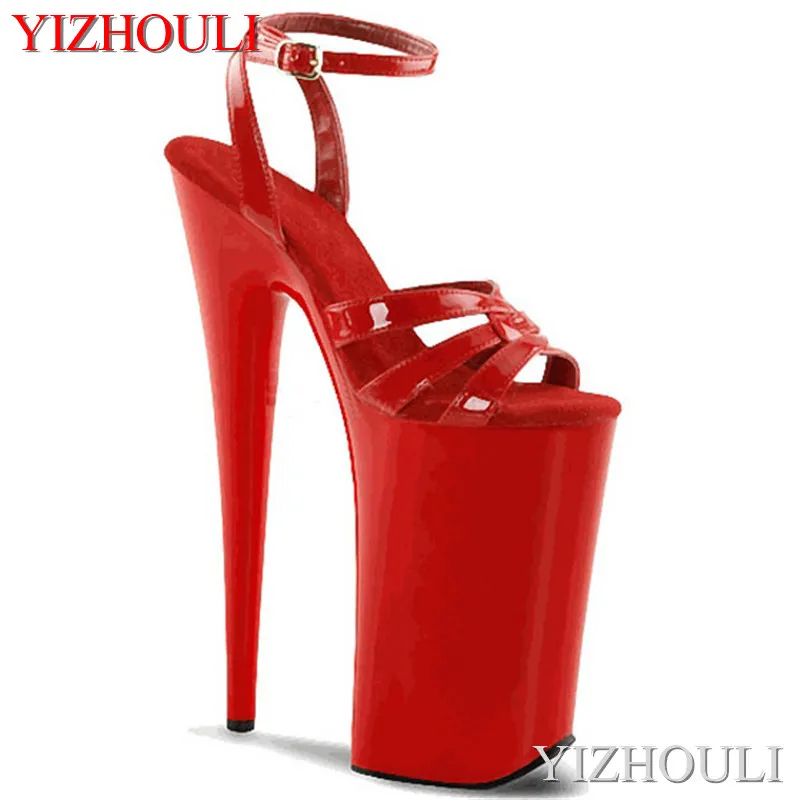 sexy 23cm stiletto heel, a shiny ankle strap, a 9-inch super-high heel sandal, and summer dancing shoes