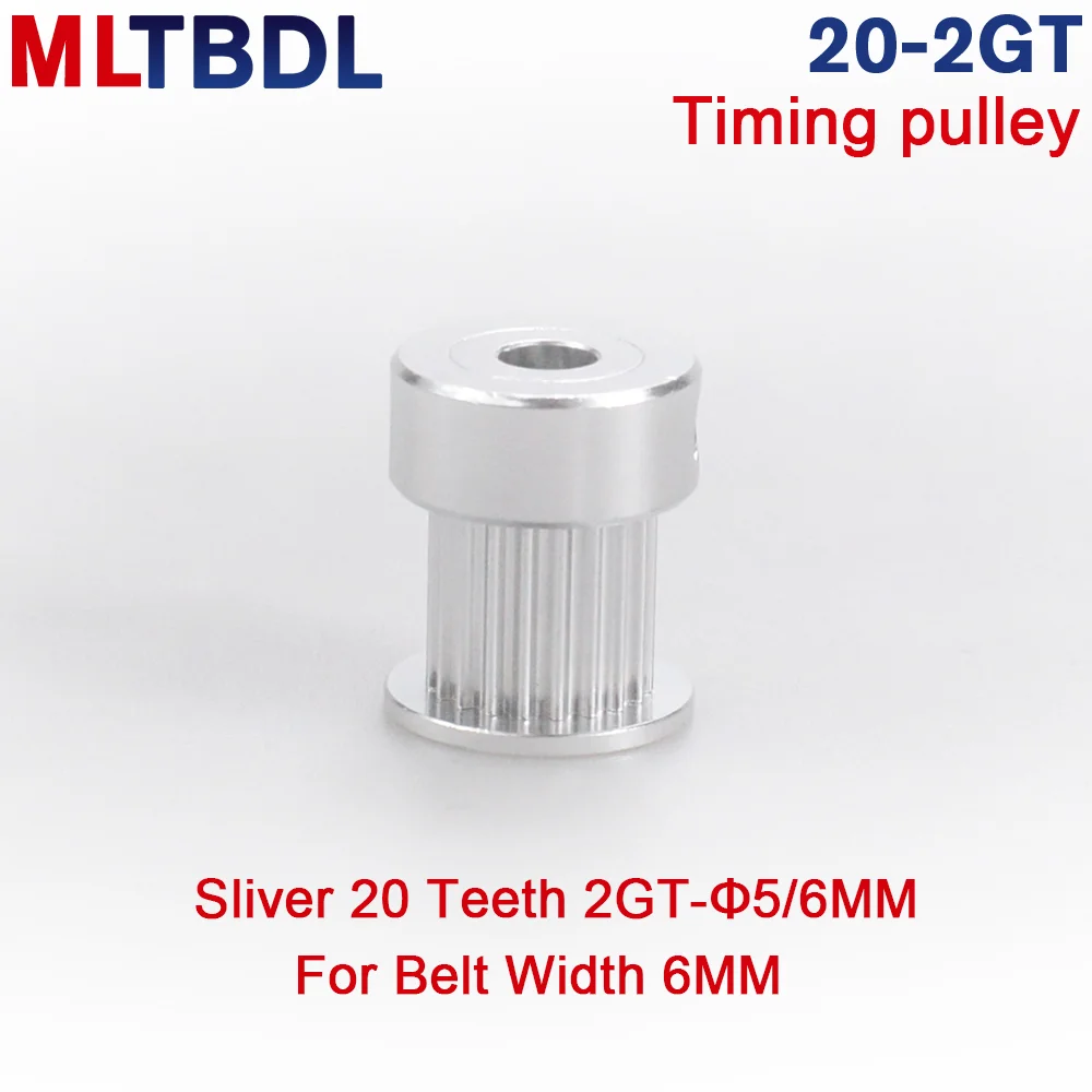 GT 20 Teeth 2GT 2M Timing Pulley Bore4/ 5/6/6.35/8mm for 2MGT GT2 Synchronous belt width 6/10mm small backlash 3D Printer Parts