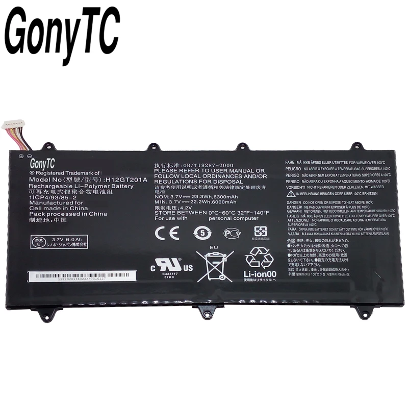 Imagem -02 - Bateria para Tablet H12gt201a para Lenovo Lepad Ideapad A2109 A2109a 10gt201a 3.7v 23 v 6300mah