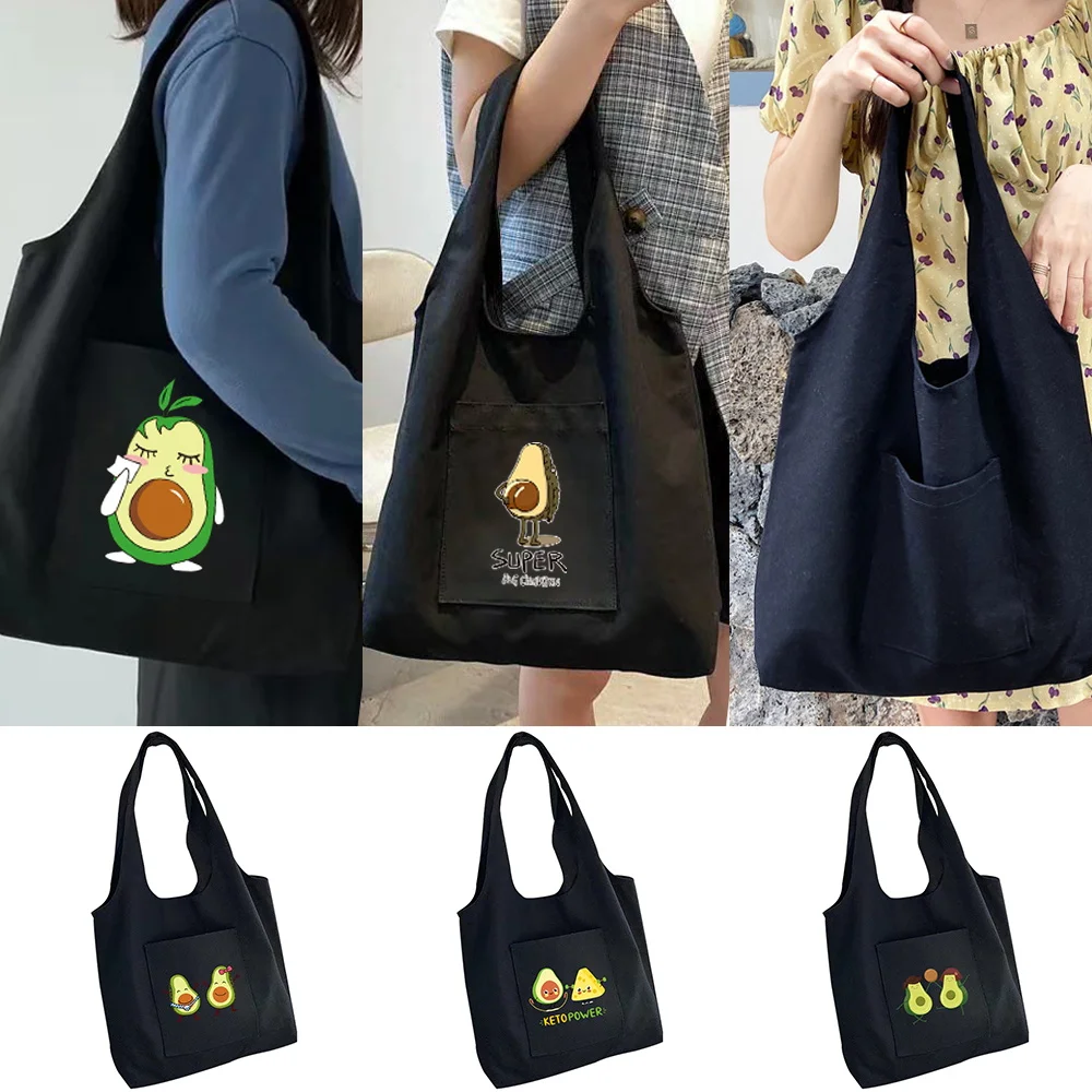 Tote Bag Womens Shoppers Shopping Bag Grocery Handbags Anime Shopper Avocado Girl Pure Cotton Portable One-shoulder Cloth Bag