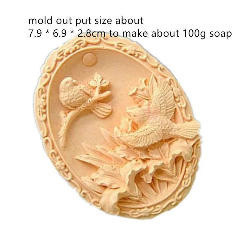 Bird Carved Soap Lily and Humming Pattern Handmade Soaps Mold Oval Craft Soap Making Silicone Mold