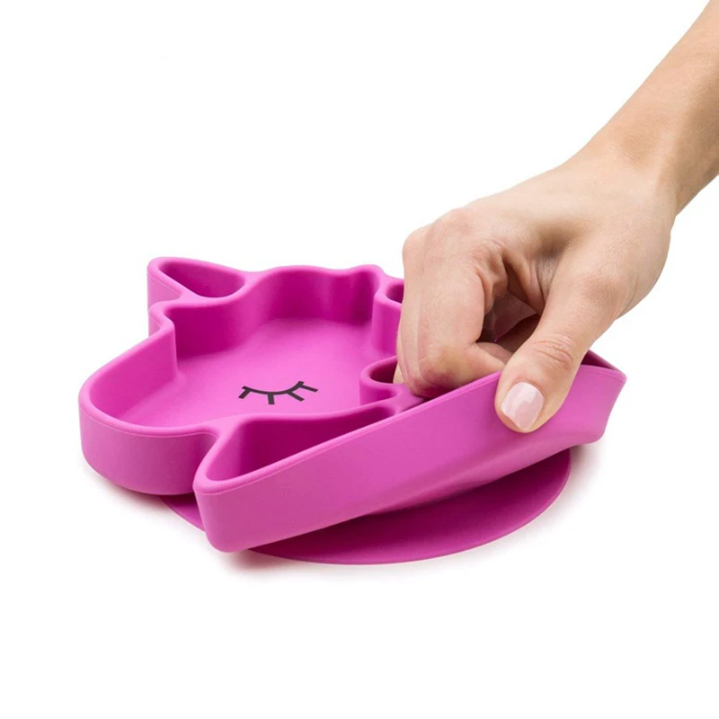 Baby Unicorn Silicone Dish Suction Feeding Plate For Baby Toddlers Non Slip Divided Tableware Plate Feeding Container Placemat