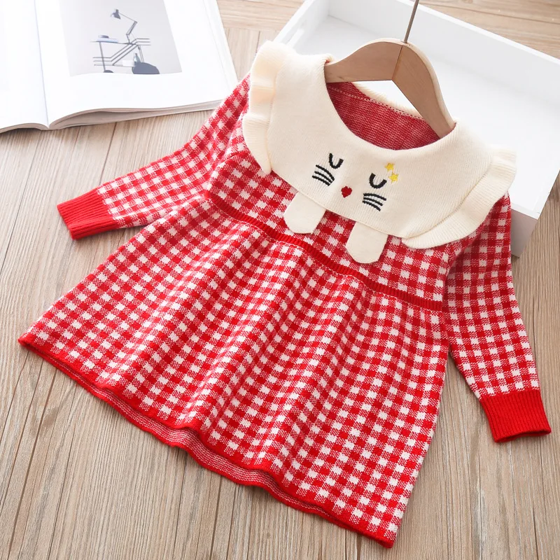 

New Baby Girls Dress knitted Long-Sleeve Princess Sweater Kids Winter Clothes Newborn Dresses For Infant Girl Knitwear Toddler