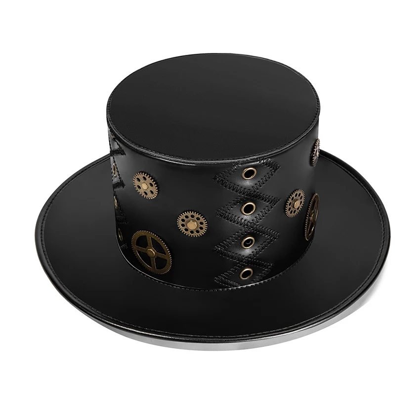Vintage PU cuero Halloween mago bruja mujeres sombrero para hombres Steampunk gótico Cosplay Anime gorra divertidas sombreros formales adultos