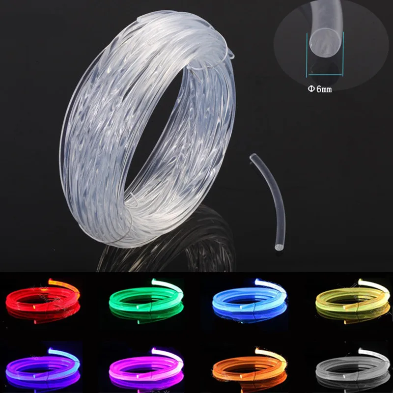 6.0mm Transparent Side Glow Optical Fiber Super Bright Plastic Optical fiber FDDI for Car Lighting Keyboard Headphone Cable