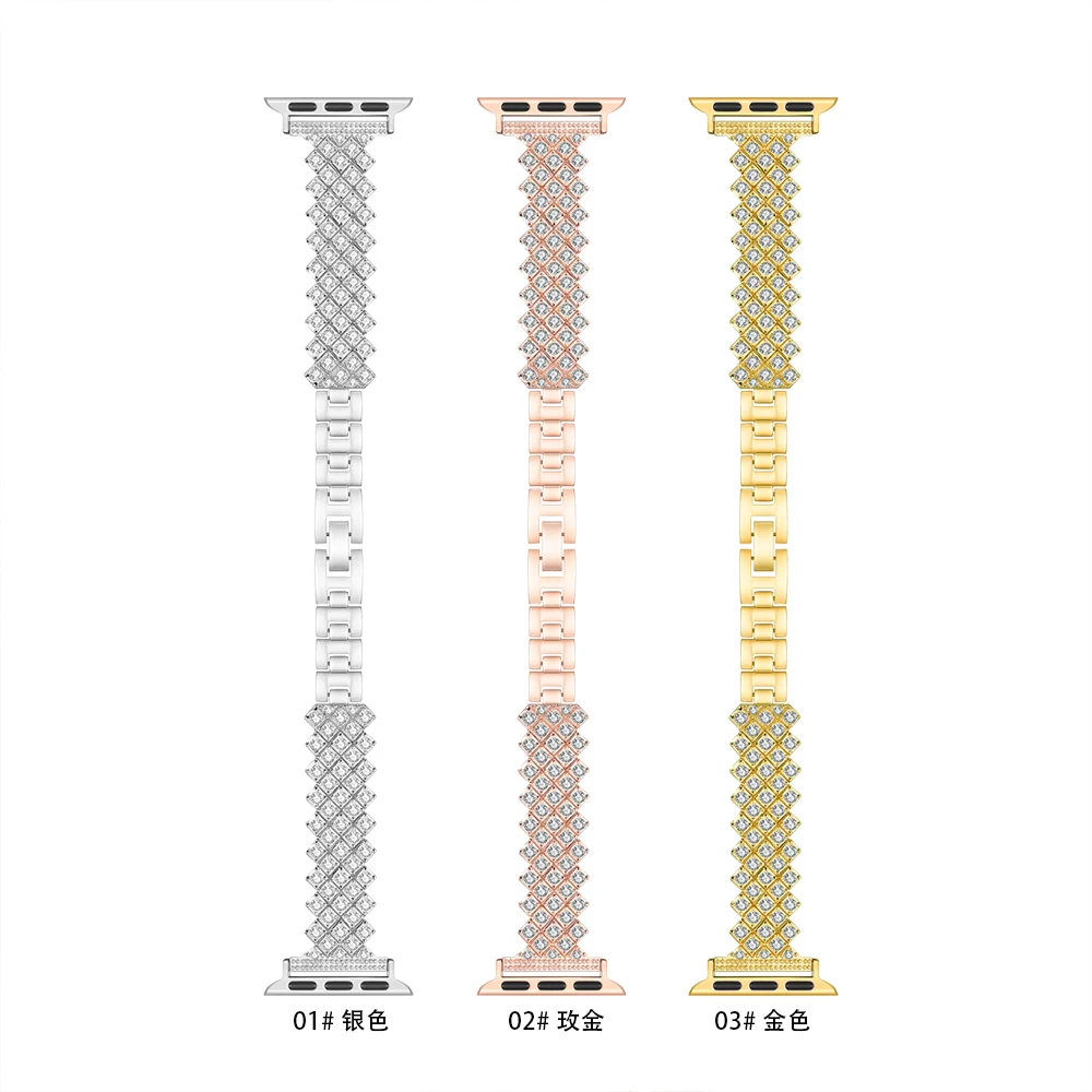 Metal+Diamond strap for Apple Watch 8 7 45mm 41mm Luxury women replacement bracelet band for iWatch 6 5 4 SE 44mm 42mm 40mm 38mm