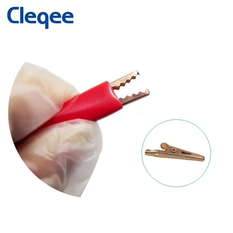 Cleqee P1044 5PCS 4mm Stackable Banana Plug To Copper Alligator Clip Test Lead kit Durable Test Cable for Multimeter 1M