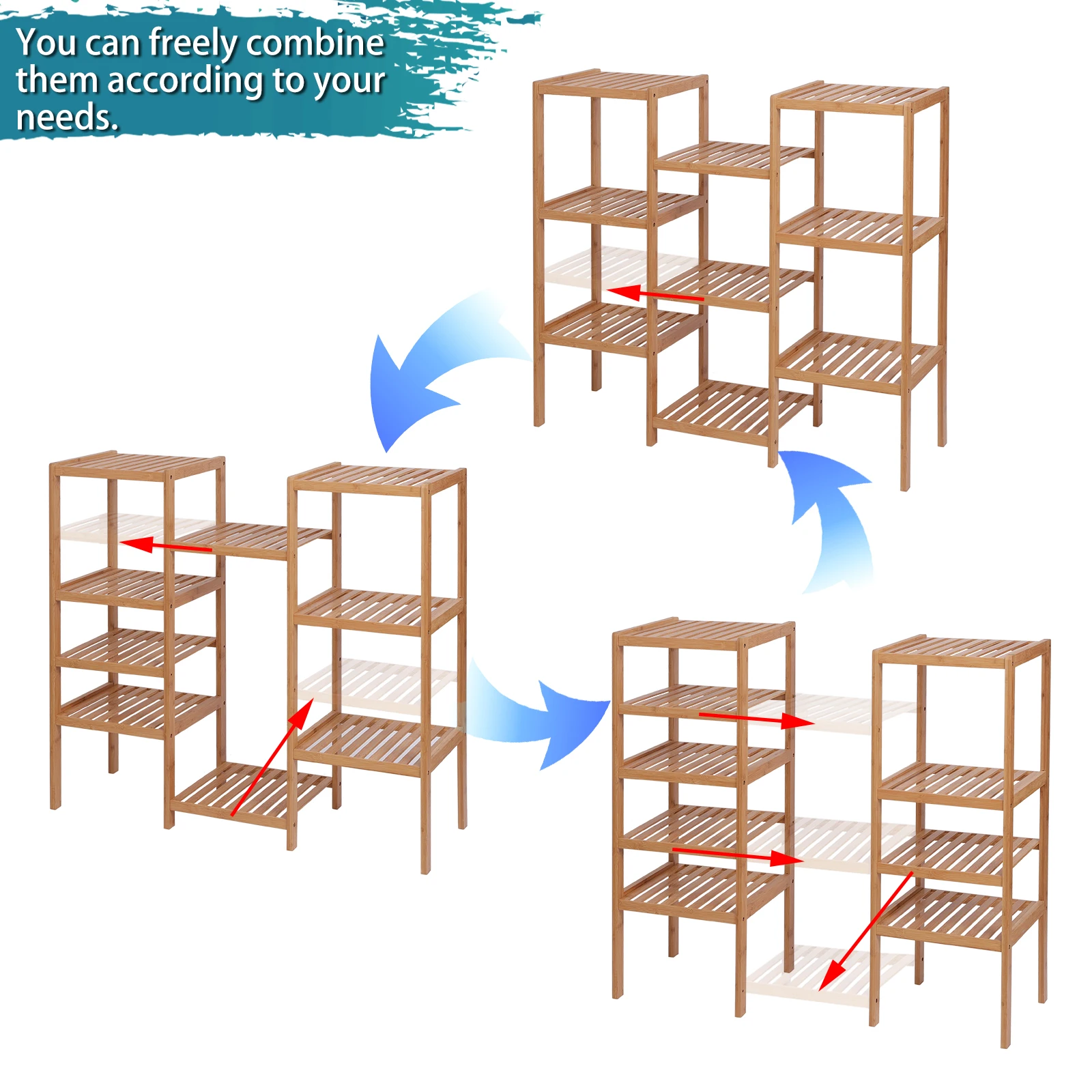 Dudukan Tanaman Kelas Tinggi 100% Rak Display Bingkai 9 Lapis Bambu Multifungsi Rak Pot Bunga 96X90X33CM Alami [Stok AS]