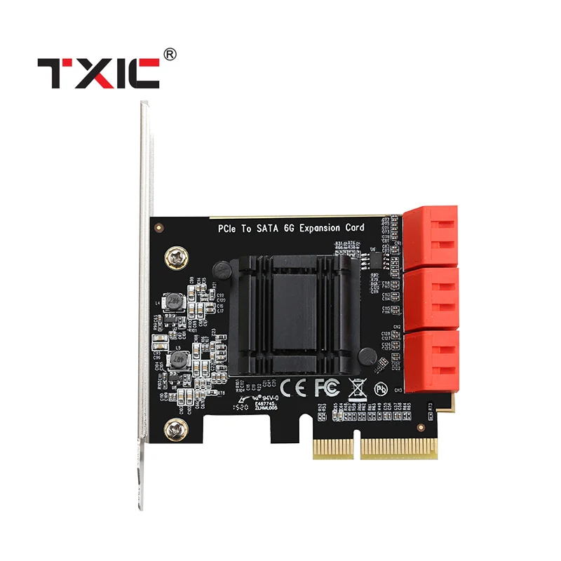 

ASM1166 chip 6 ports SATA 3.0 to PCIe expansion Card PCI express 4X SATA Adapter SATA 3 Converter with Heat Sink